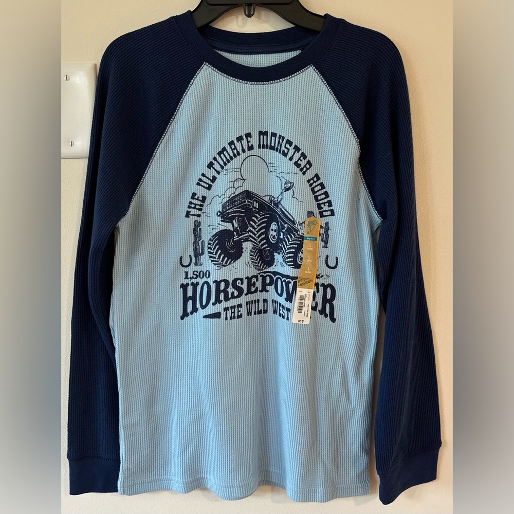 Thereabouts Boys Blue Monster Rodeo Graphic Long Sleeve Tshirt NWT Size …